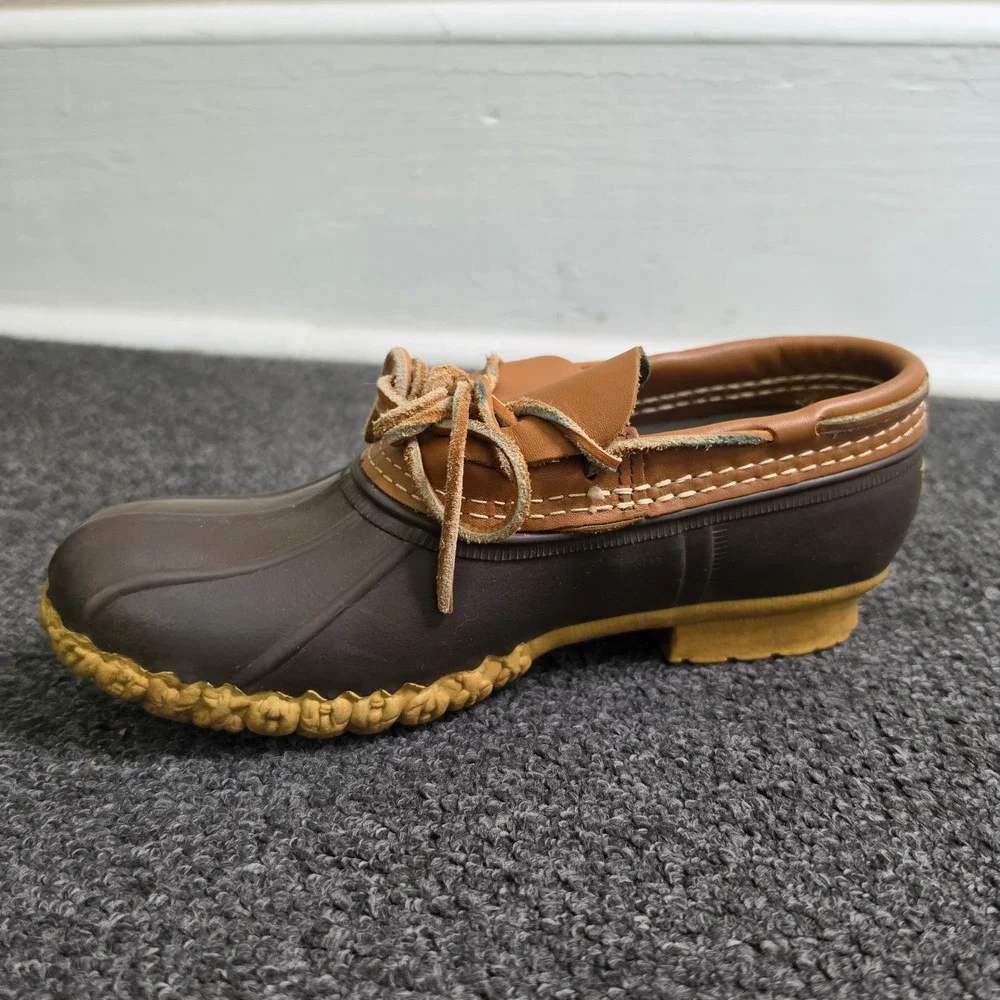 L.L. Bean Rubber Moc Duck Boots Brown Mens 7M Gum Sole Waterproof Moccasins Hunt